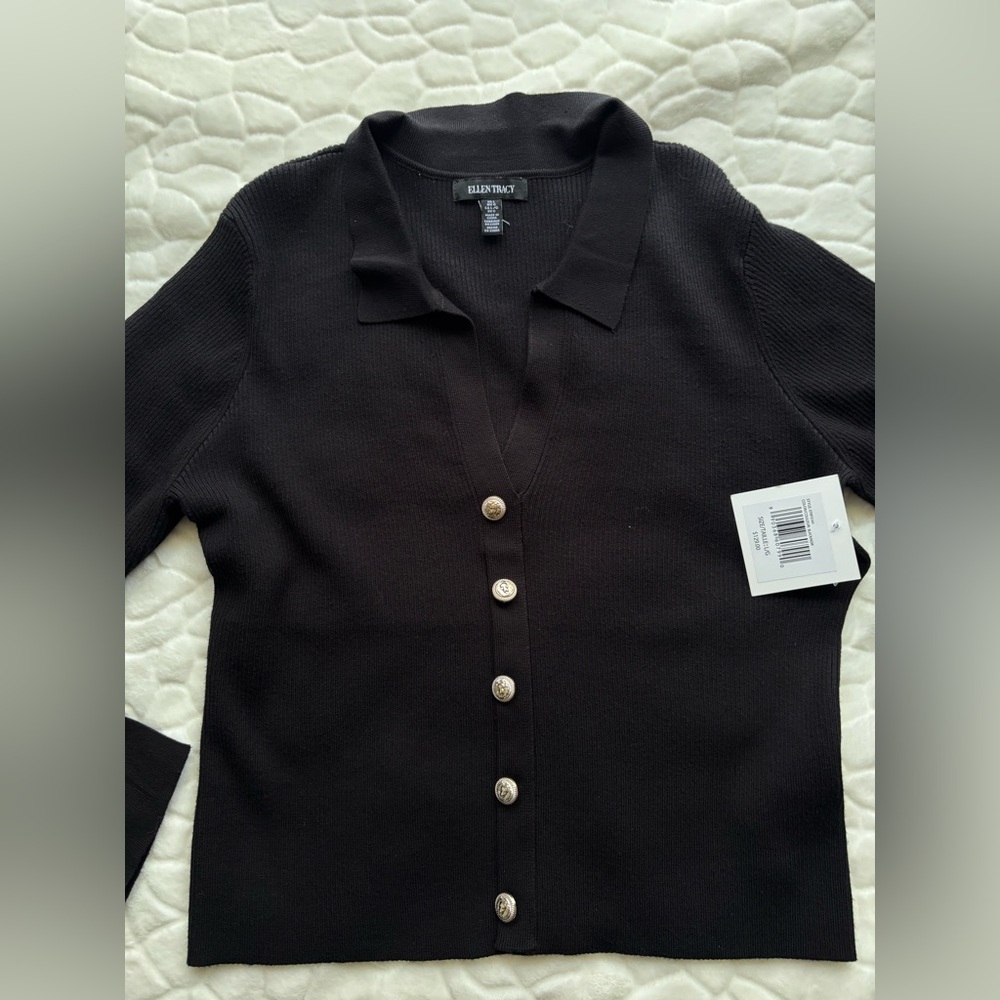 Ellen Tracy Collared Button Cardigan & Skirt - Picture 13 of 14